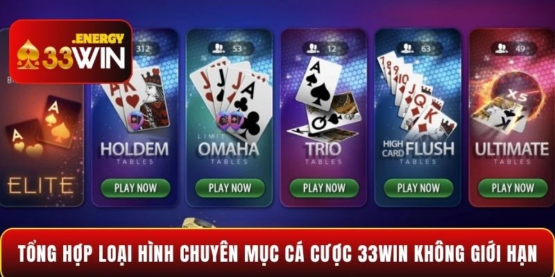 Tổng hợp loại hình chuyên mục cá cược 33WIN không giới hạn