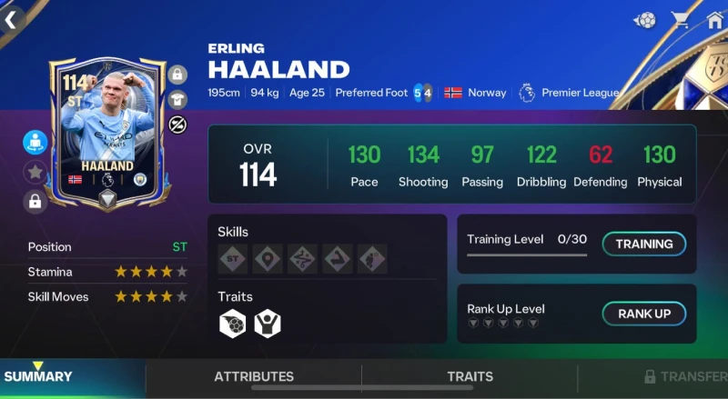 Haaland trong FC Mobile có mạnh không?