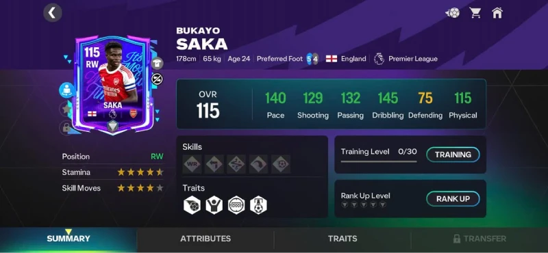 Saka trong FC Mobile: Điểm mạnh, điểm yếu và cách dùng hiệu quả